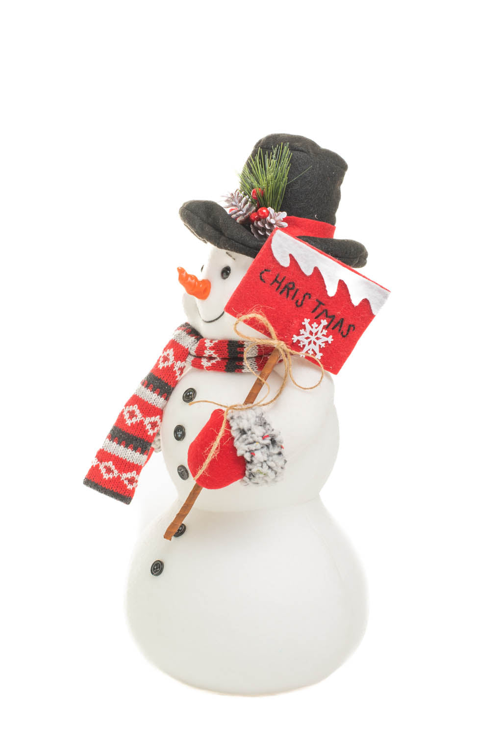 16" White and Red Polyfoam Majestic Snowman with Top Hat