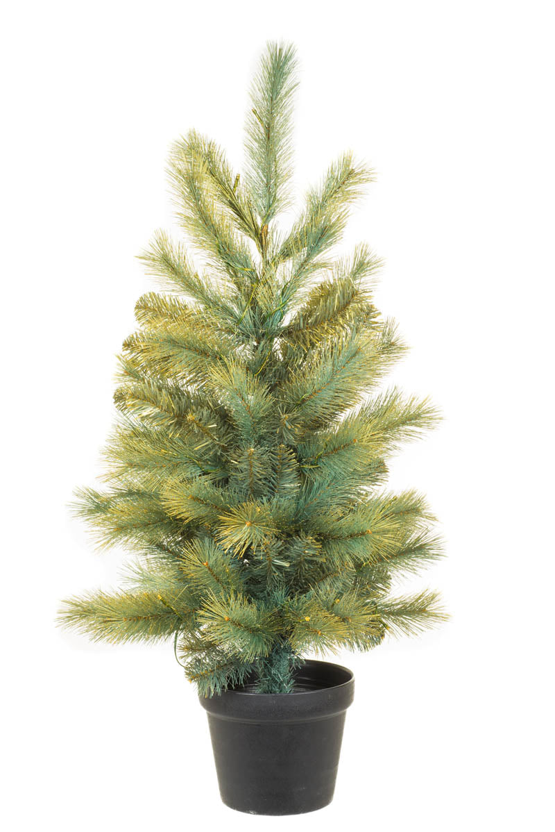 36" Gold Pvc Pine Warm White LED Christmas Tree