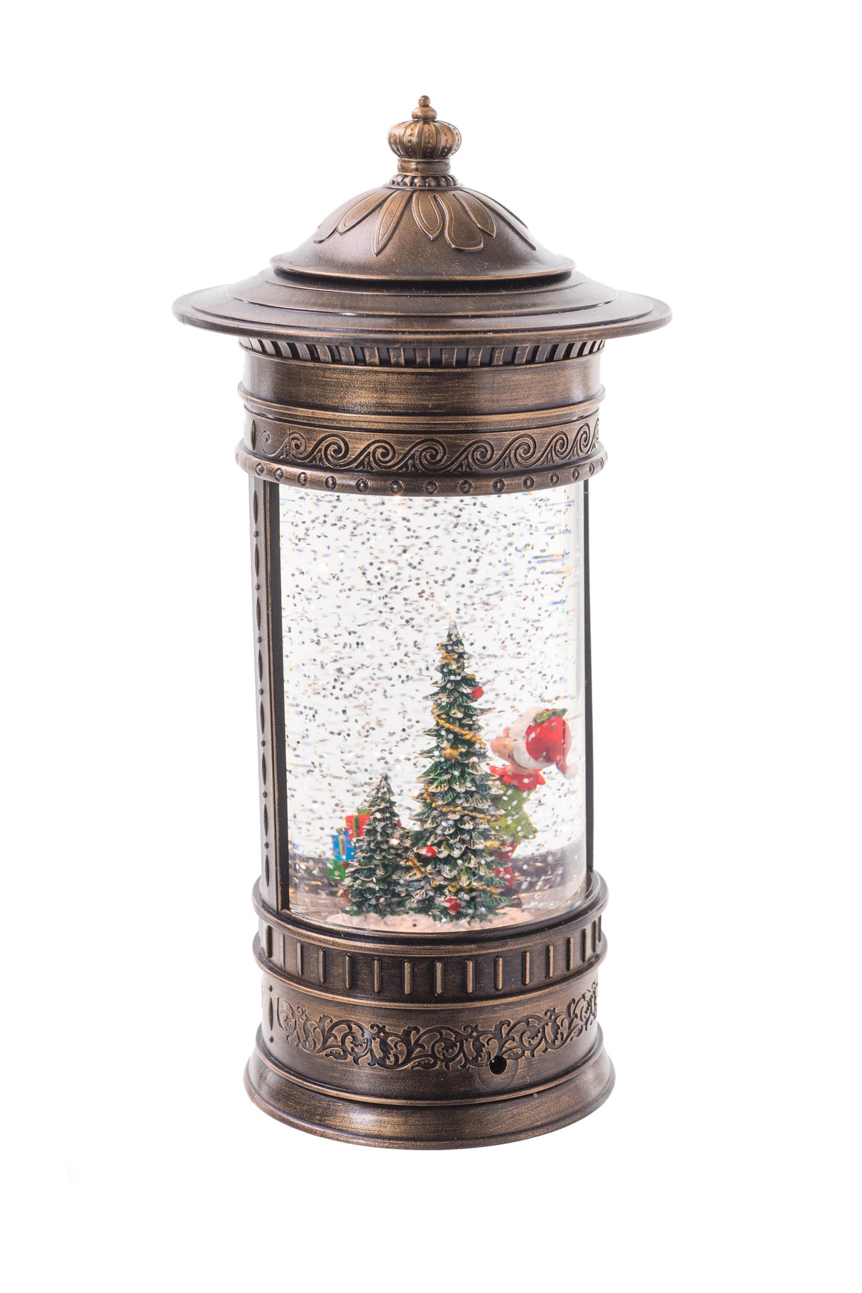 10.5" Brown Plastic English Mailbox LED Snow Globe with Working Elf