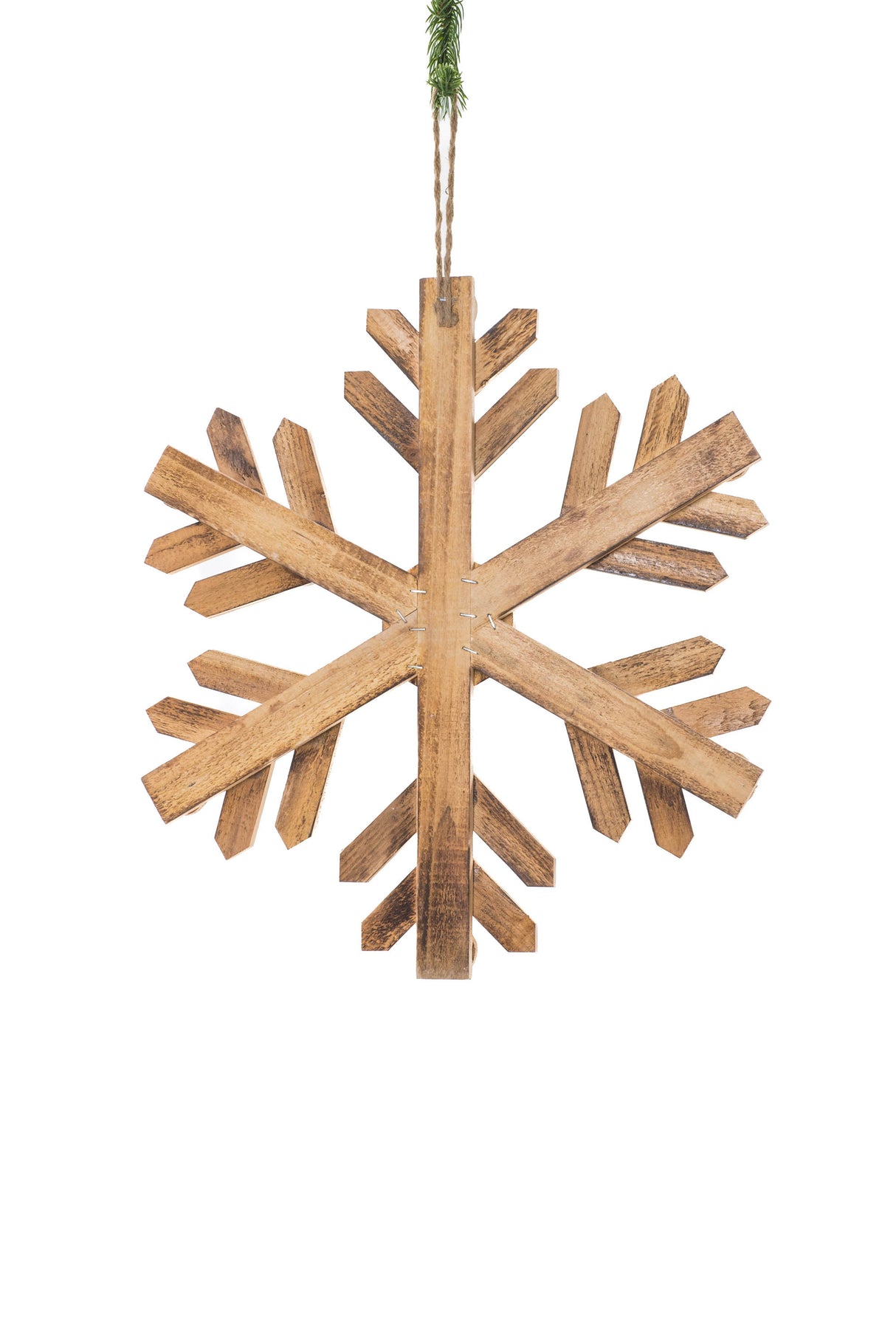 17.75" Hanging Smokey Wood Classic Snowflake Decoration