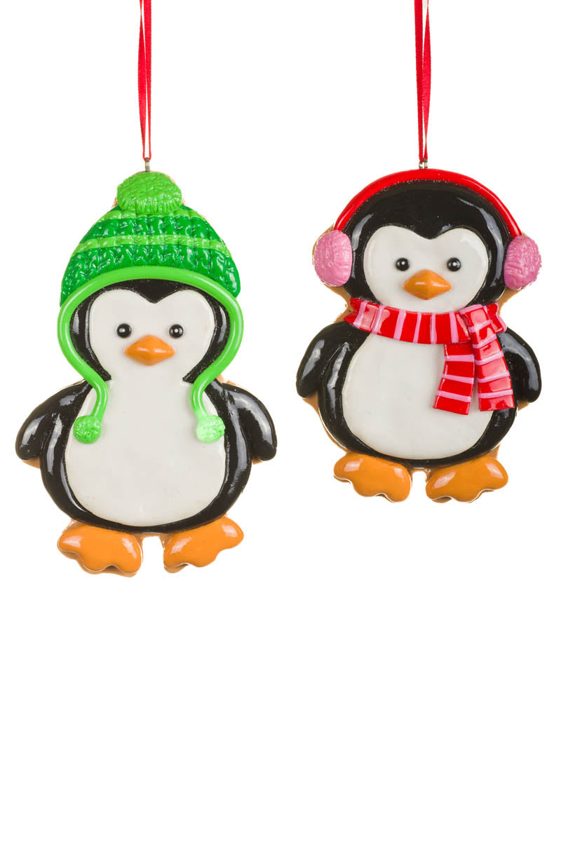 6.5" Set of 2 Cozy Multi Clay Penguin Ornaments