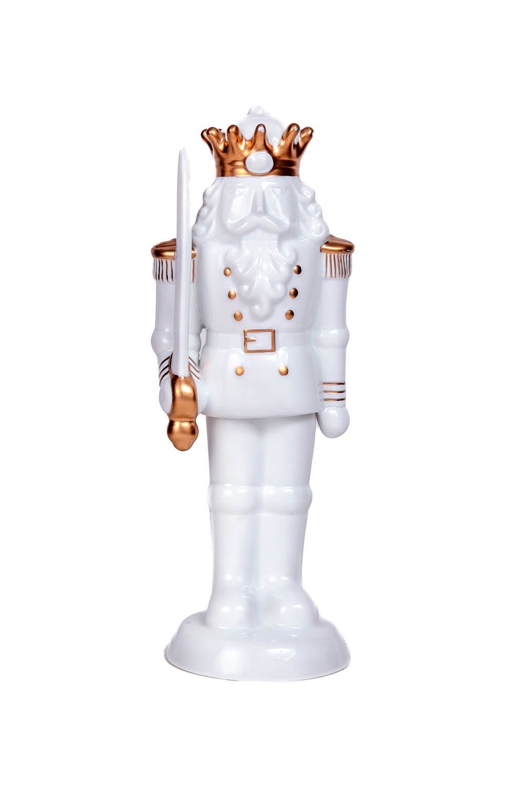 10.75" White and Gold Glass Standing-Ready Nutcracker