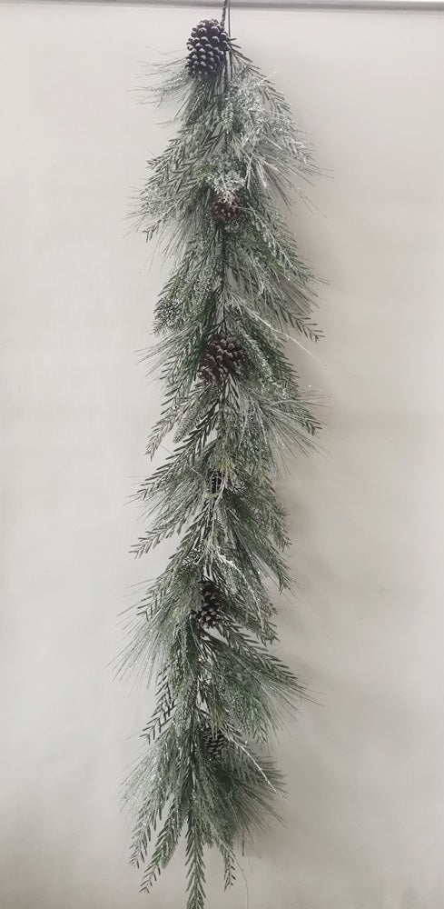75"Hangable Green Pvc Garland with Pinecones