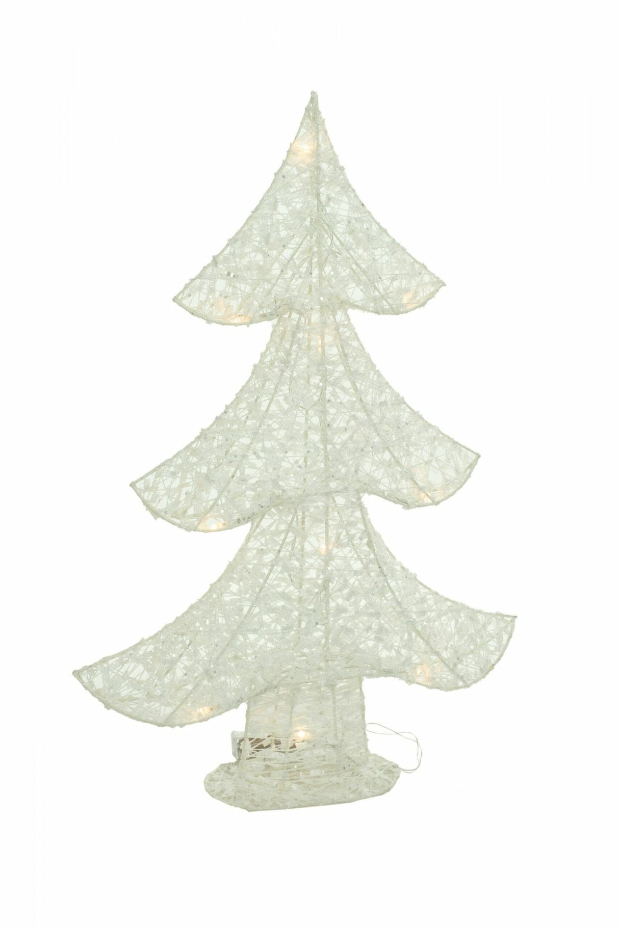 21.75" White Cotton Rope 3-Tier Illuminated Tree