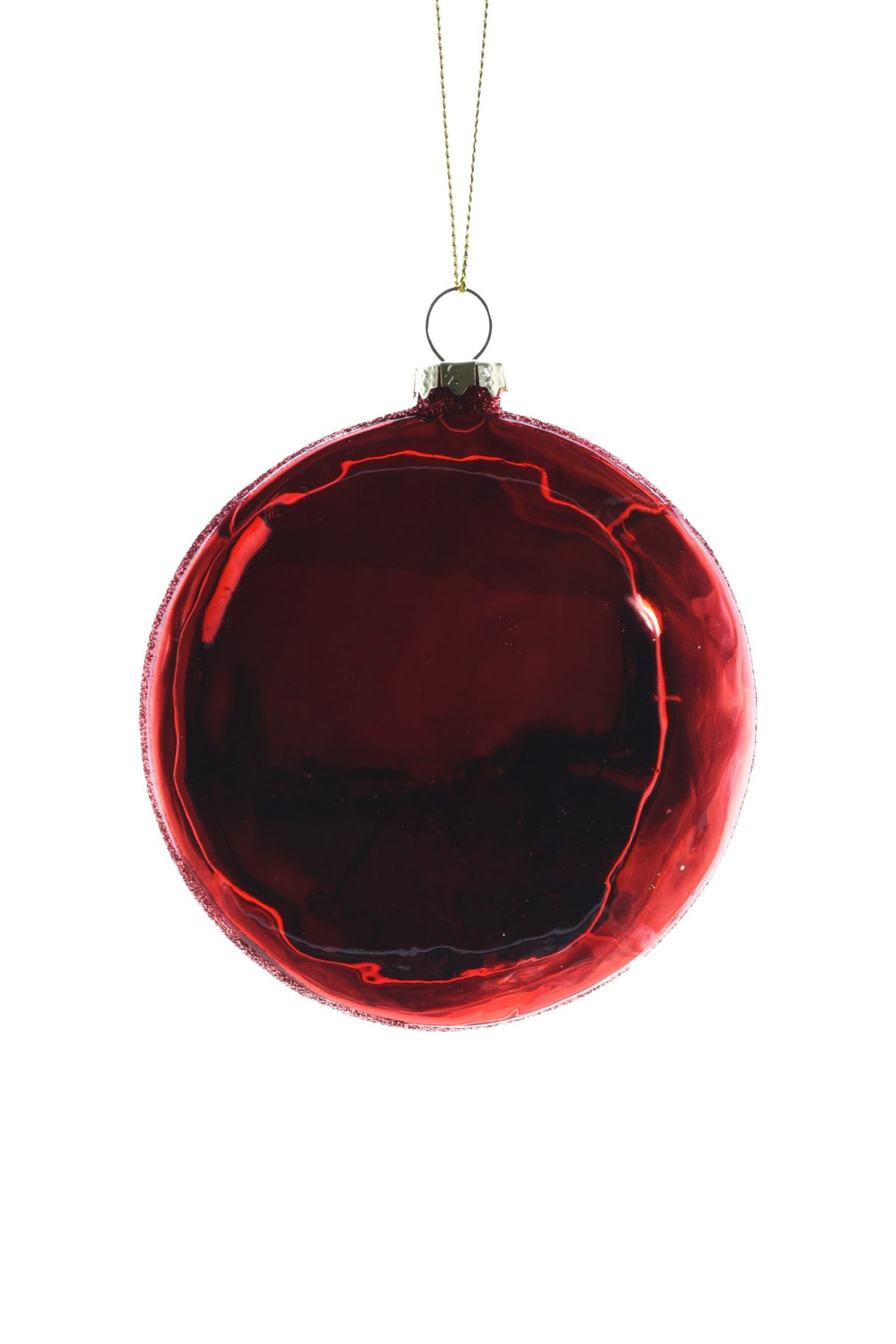 4" Flat Hanging Green and Silver Glass Drop Ornament with Nutcracker