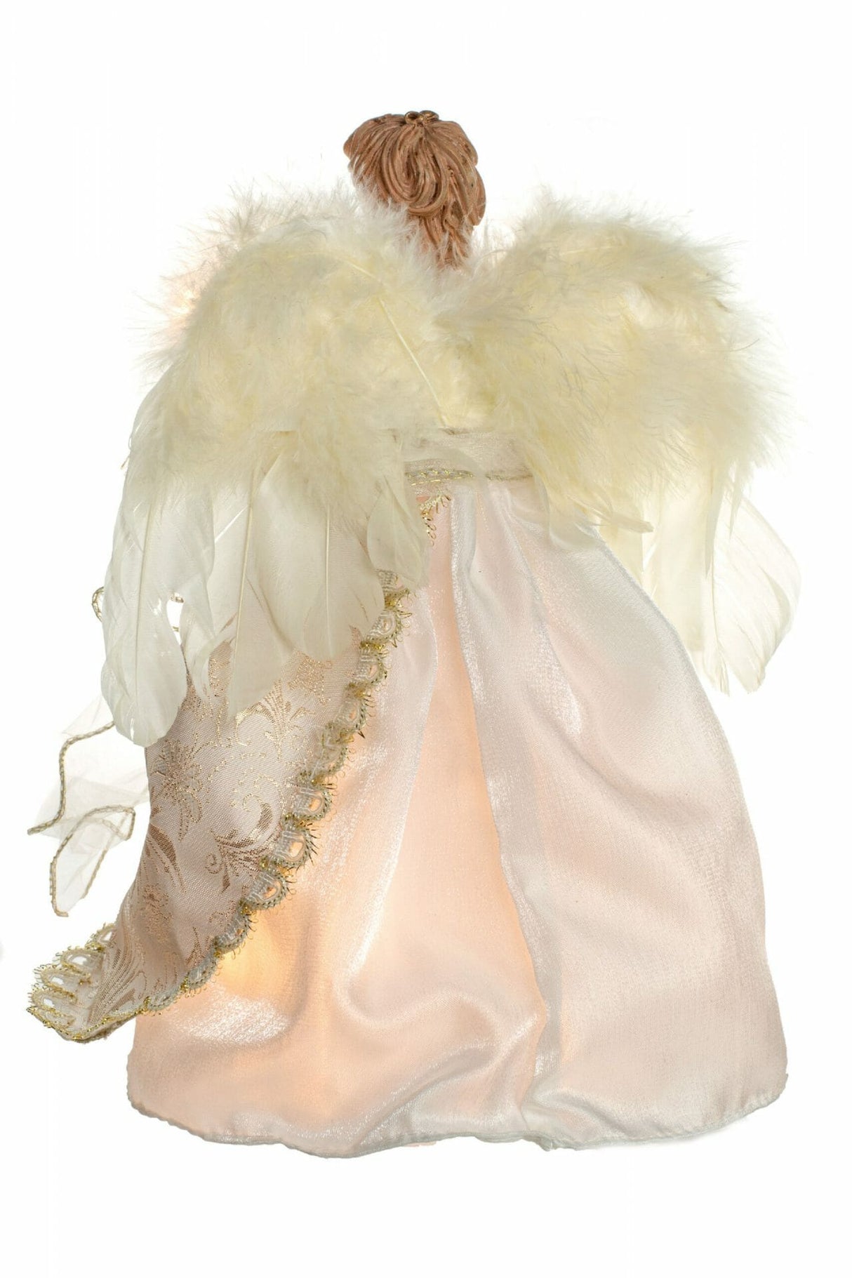 12" Ivory and Gold Cloth Modern 10-Light Angel Tree Topper