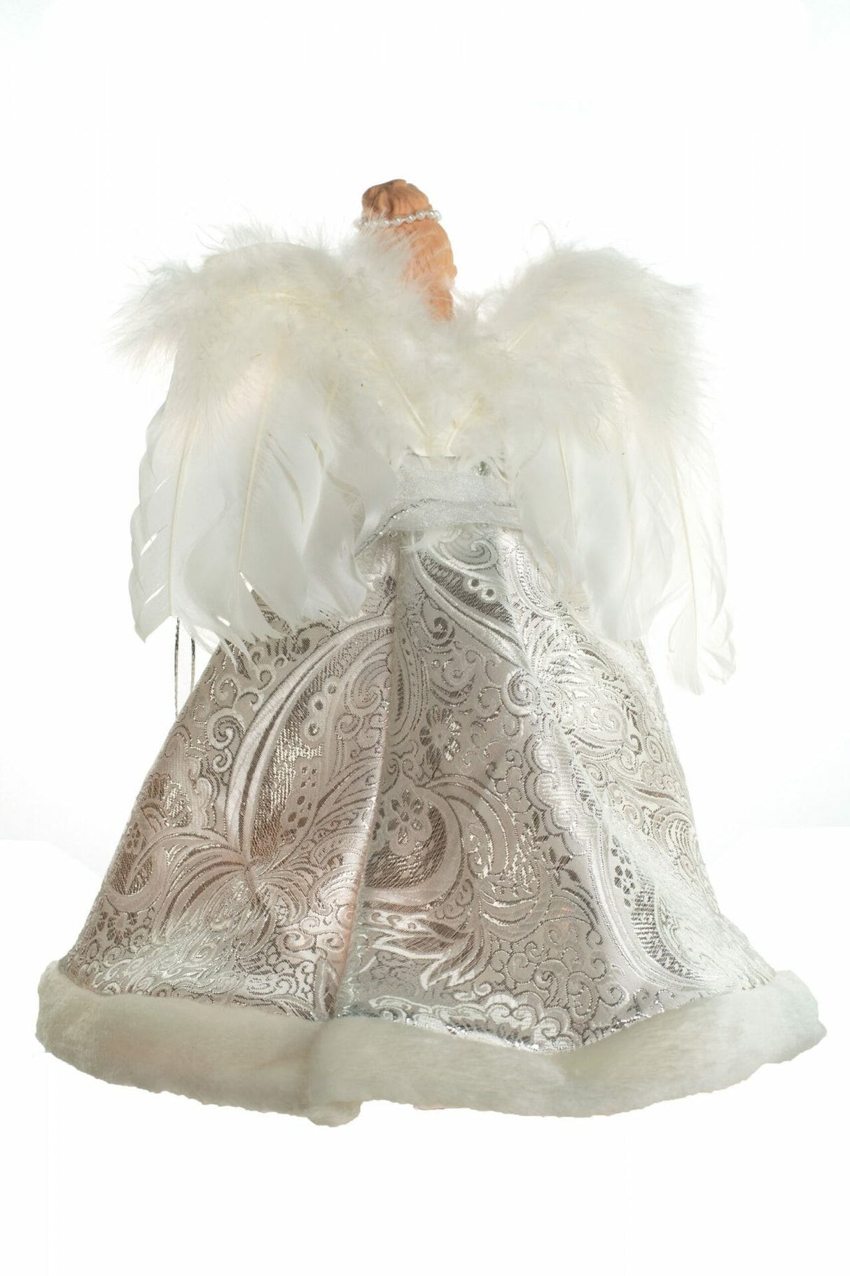 12" Silver and White Cloth Vintage 10-Light Angel Tree Topper