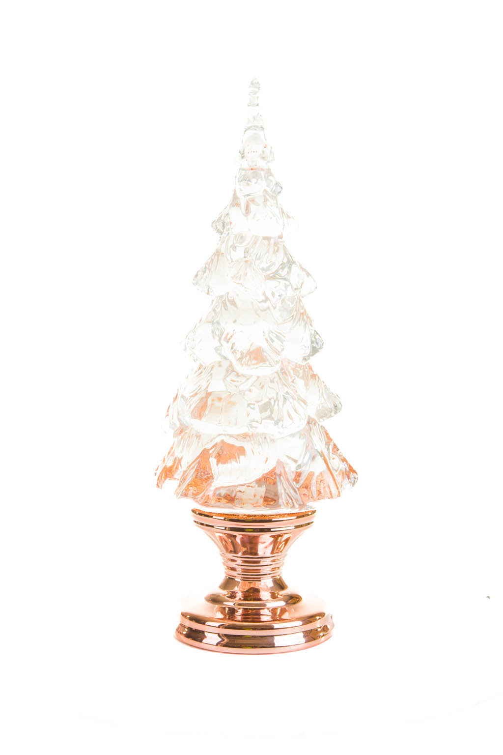 12.5" Bronze Plastic Christmas Tree Color Change LED Snow Globe with Swirling Glitter