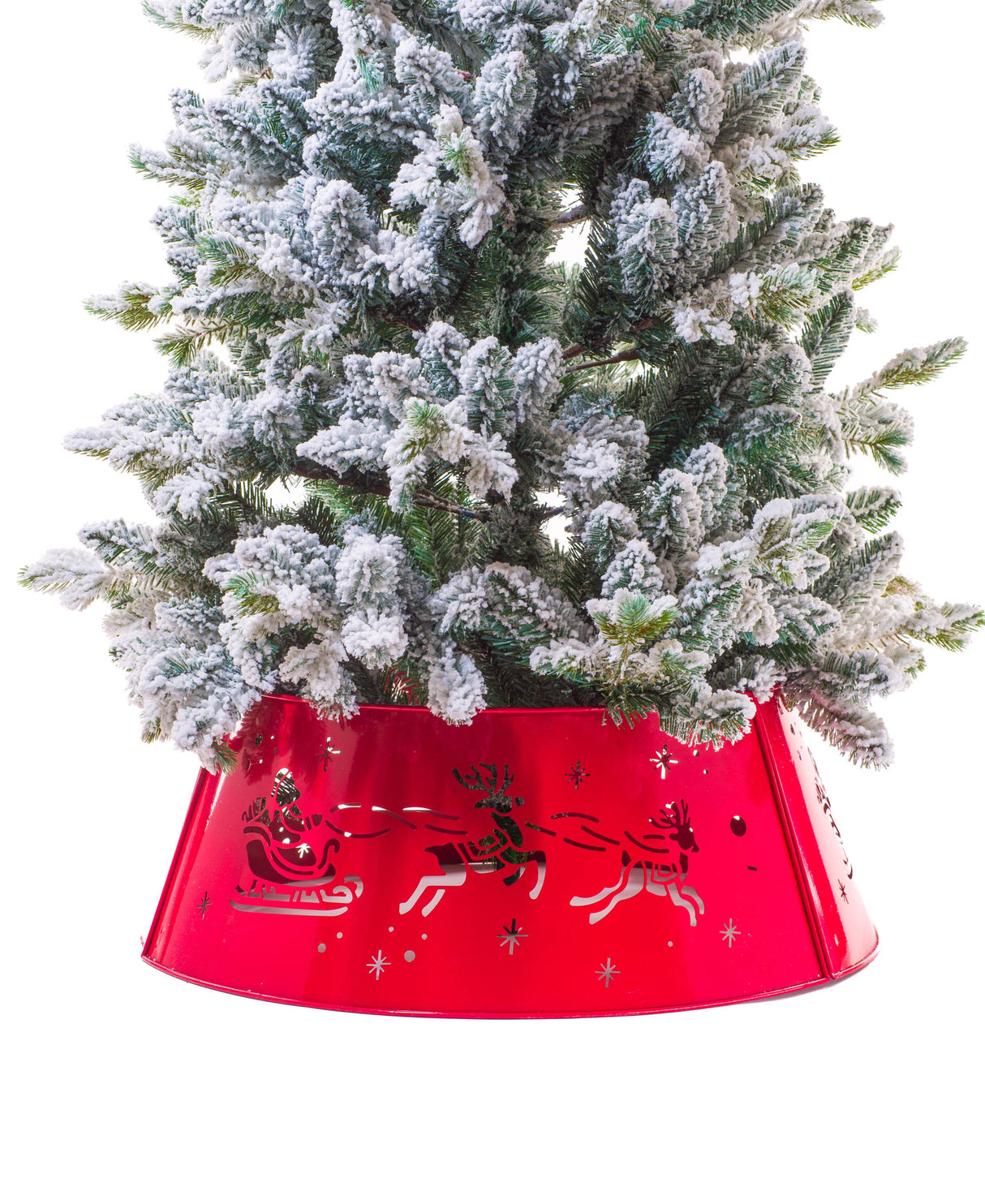 Red Sleigh and Reindeer Engraved LED Tree Collar