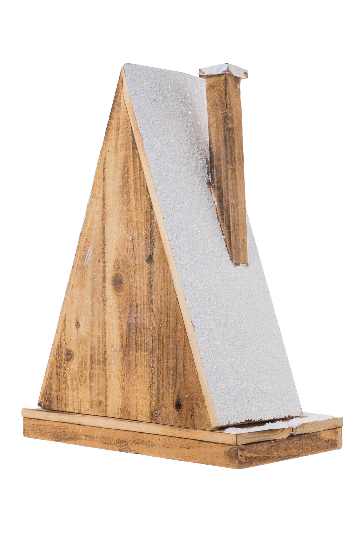 17"Triangular Smokey and White Wood House LED Display with Glittered Roof