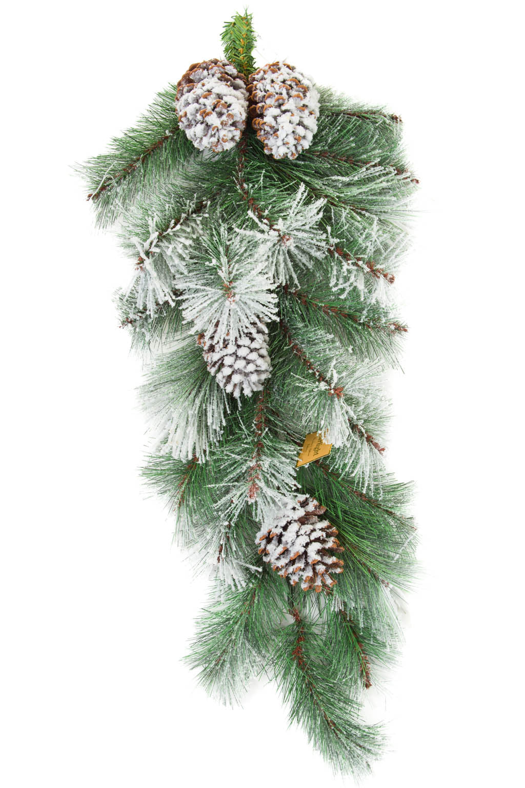 30.5" Hangable Green and White Pvc Teardrop Swag with Frosted Berries