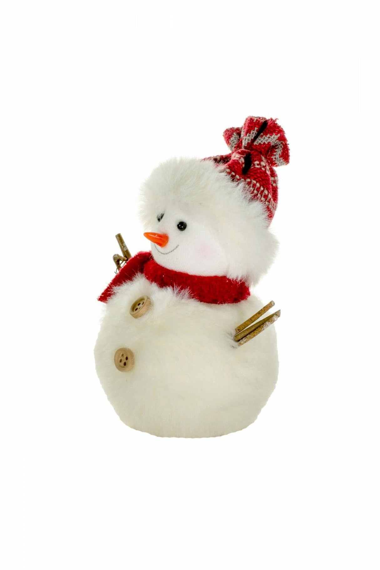 5" Hanging White and Red Cloth Snowman Ornament
