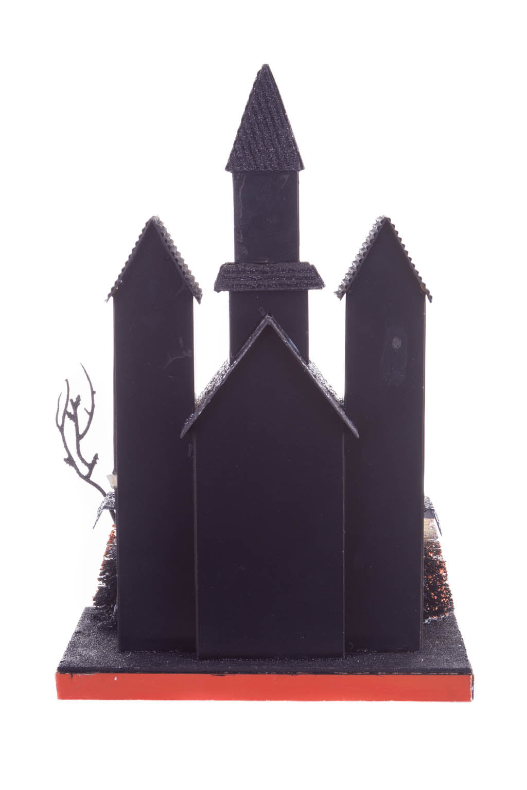 12" Black and Orange Cardboard LED Haunted House