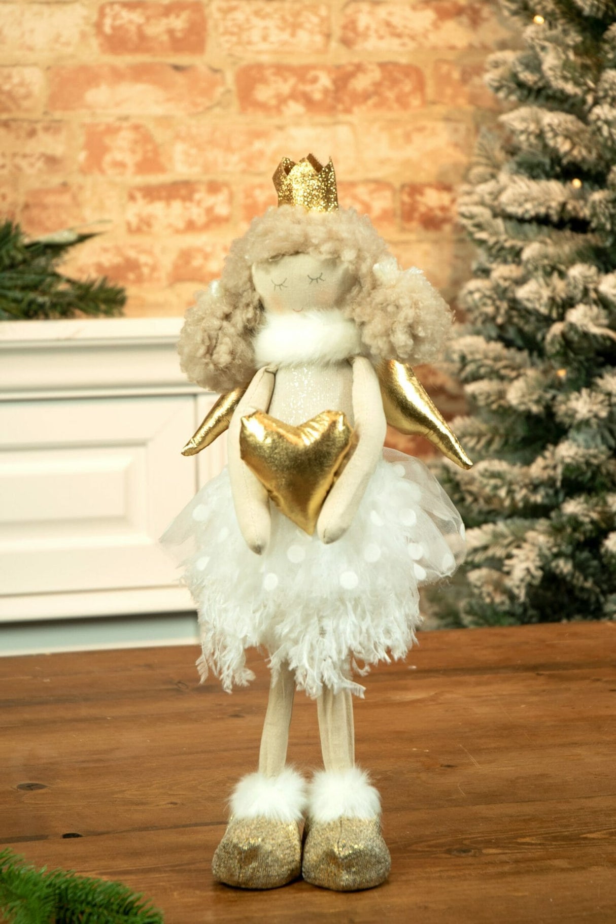 15" Beige Cloth Girl Doll with White Tutu