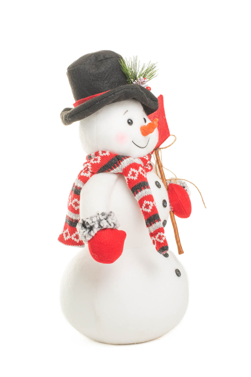 16" White and Red Polyfoam Majestic Snowman with Top Hat
