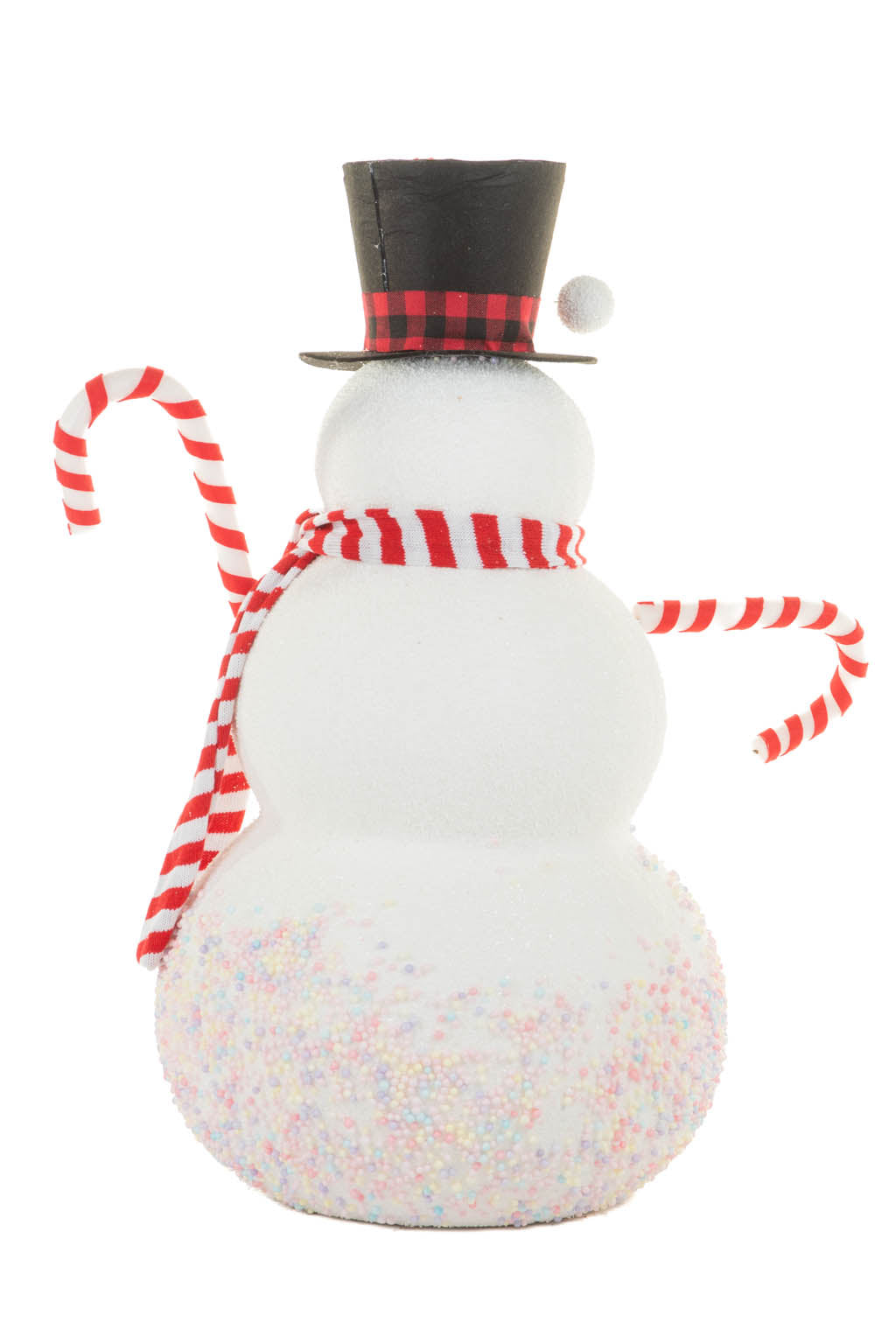 28" Large White and Red Polyfoam Candycane Snowman Figurine