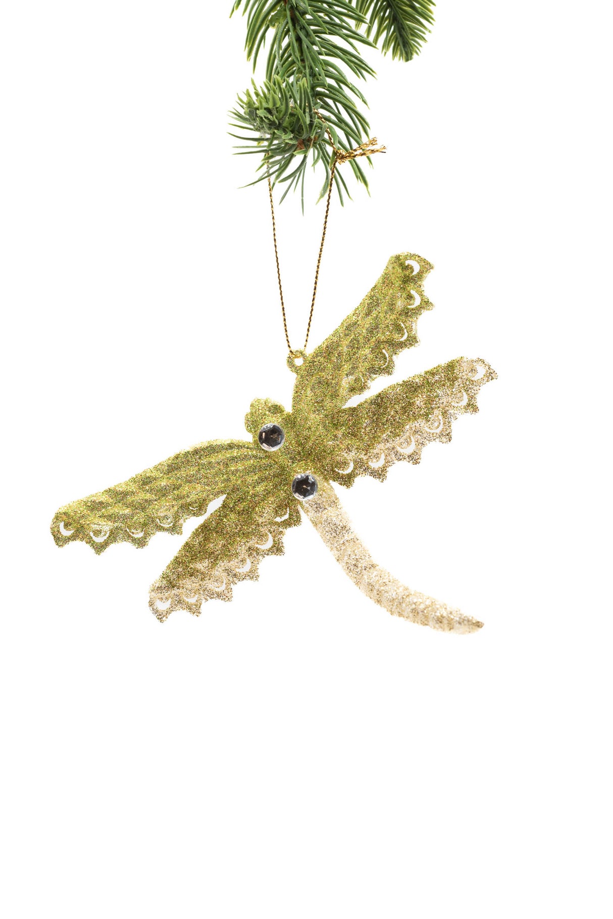 4.5" Hanging Gold and Cream Plastic Dragonfly Ornament