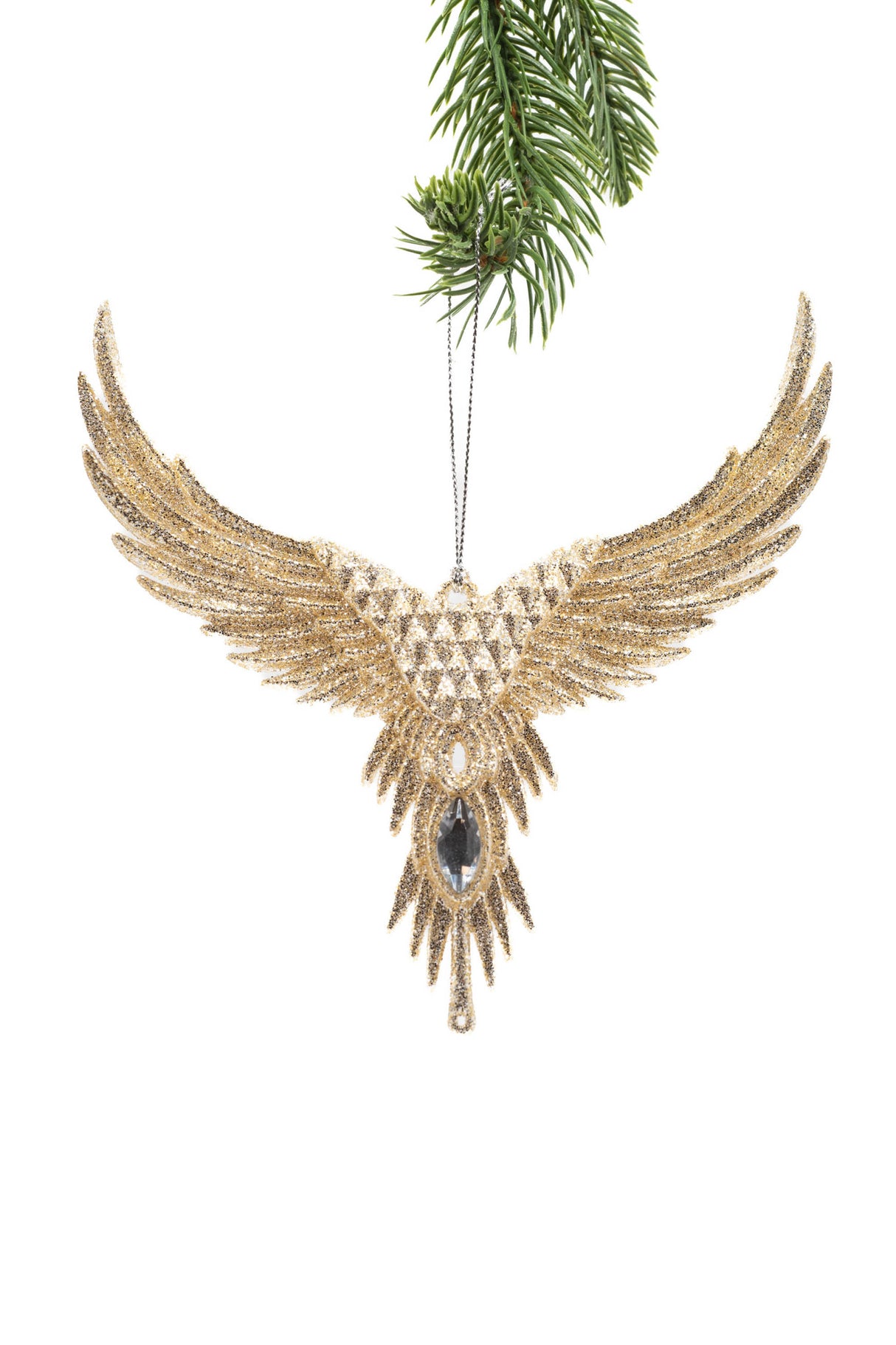 6.5" Hanging Champagne Plastic Angel Wing Ornament
