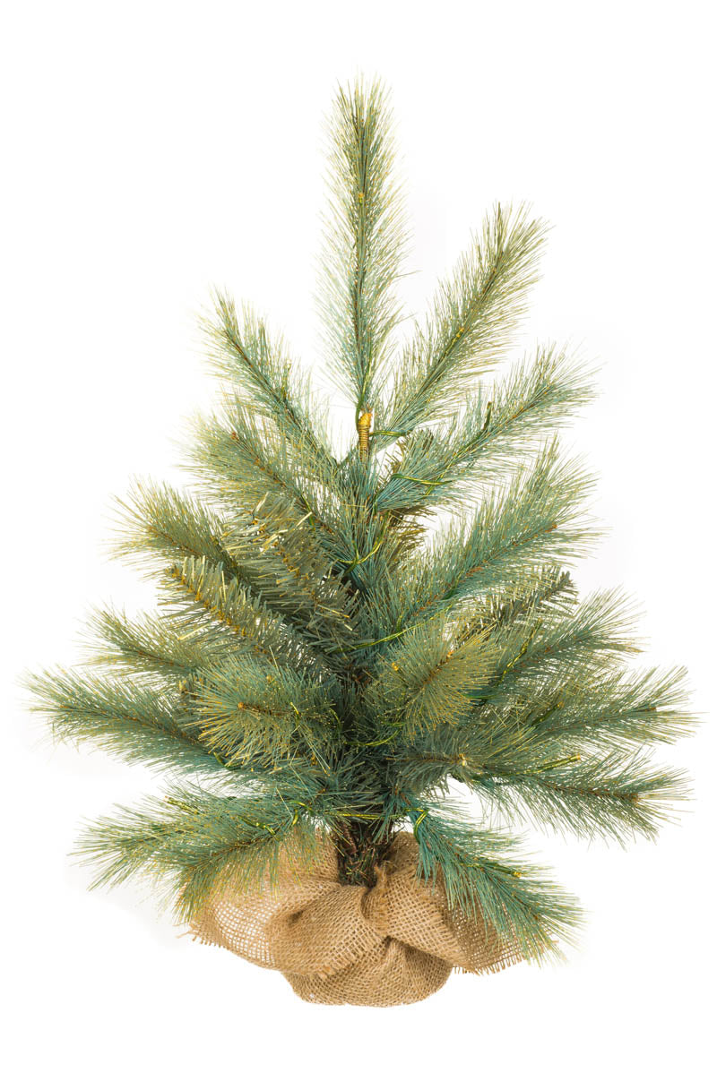 25" Gold Pvc Pine Warm White LED Christmas Tree
