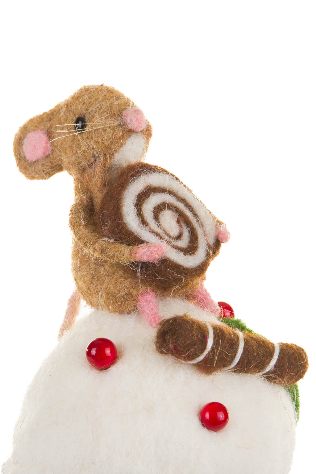 7" Brown and White Fleece Mouse On Cupcake Figure with Cinnamon Bun