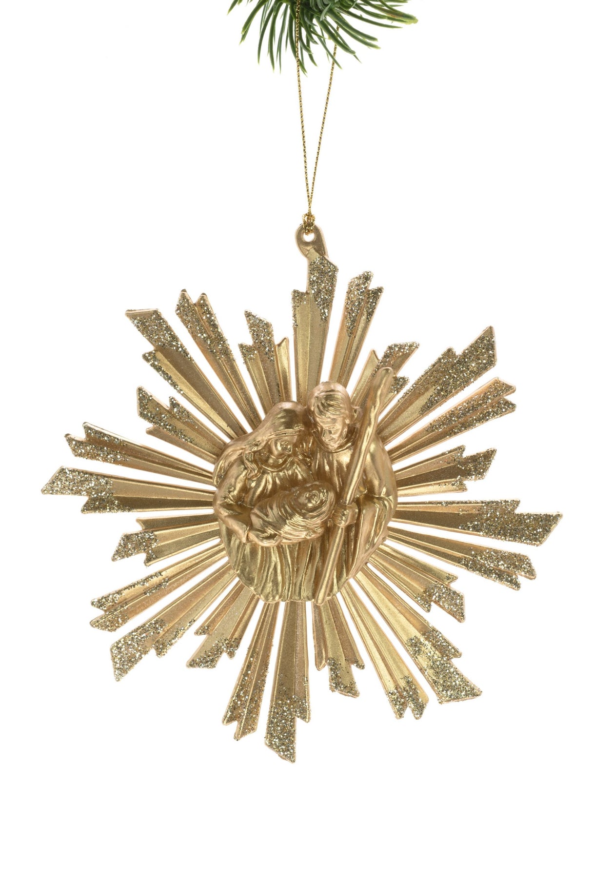 6.5" Hanging Gold Nativity Scene Ornament