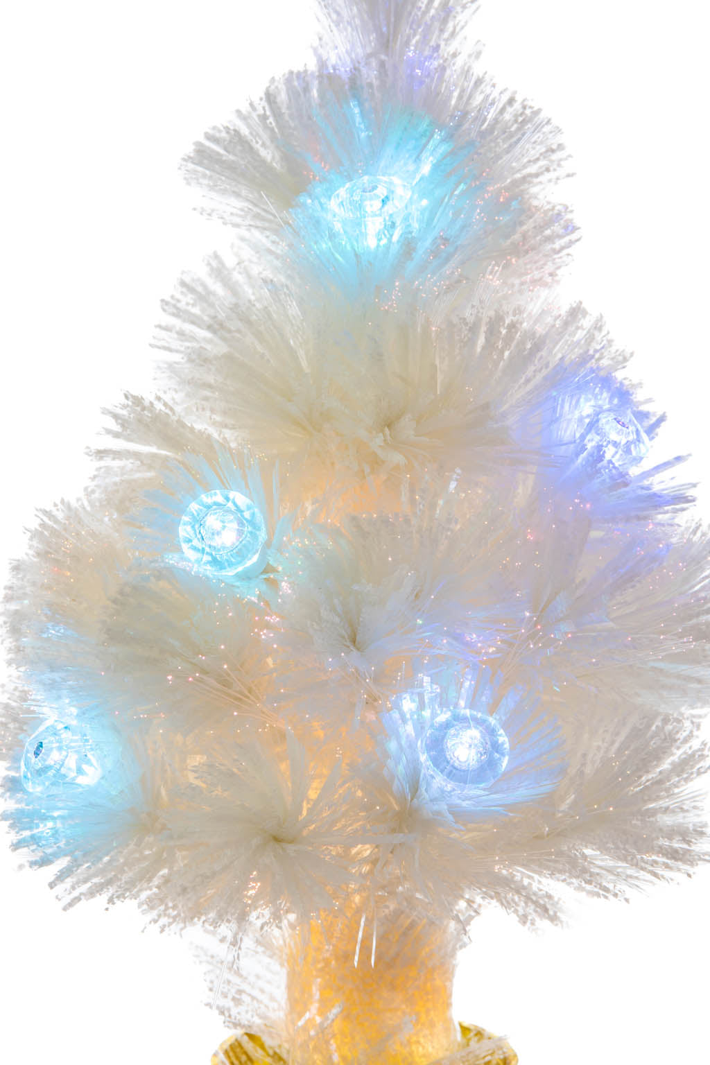 16.75" Dotted White Pvc Color Change LED Christmas Tree with Gold Basket