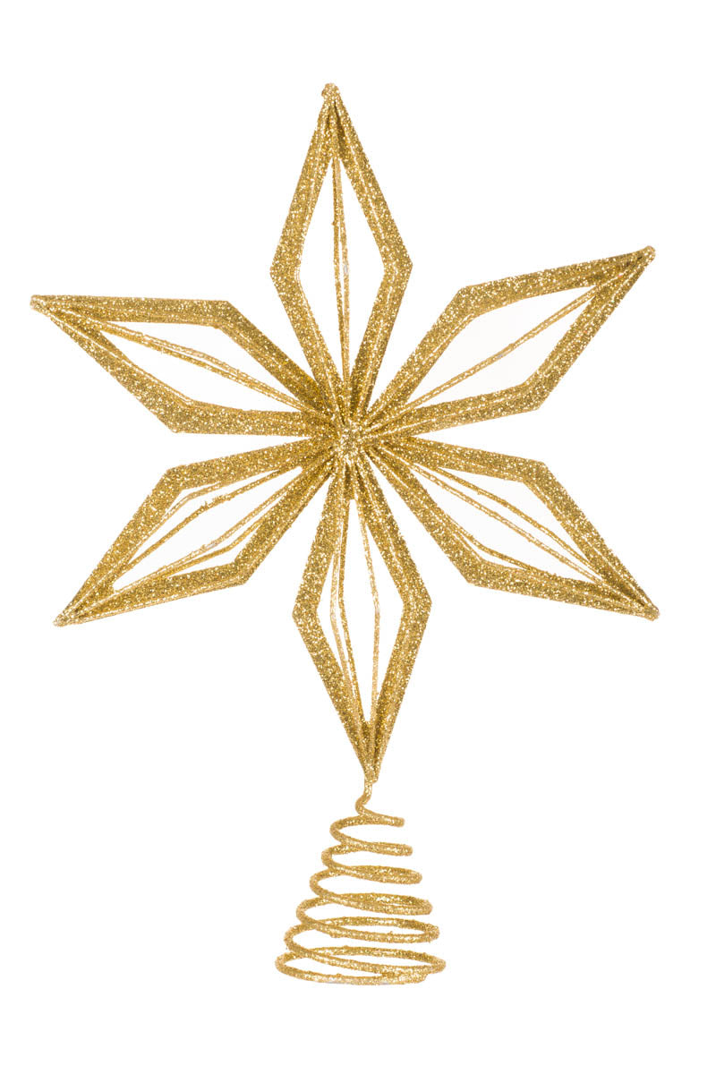 12" Sparkly Gold Metal Star Tree Topper