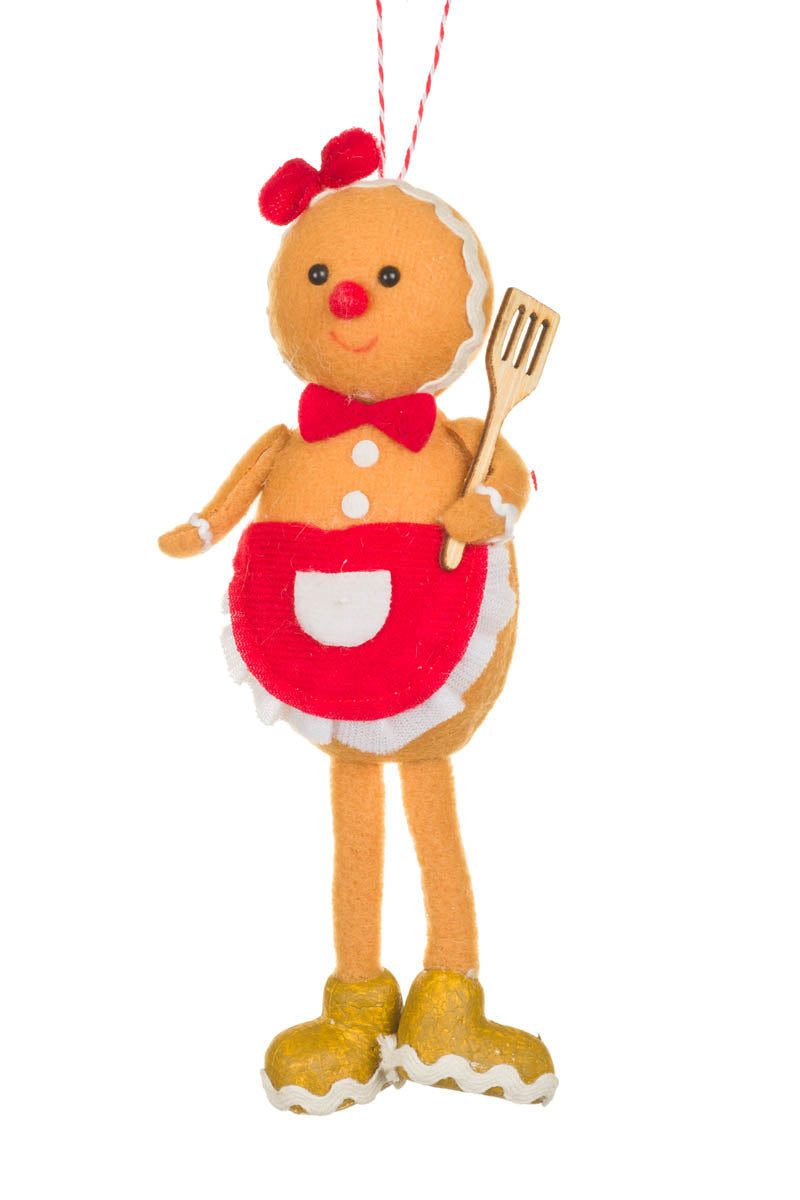 7" Hanging Red Fabric Chef Gingerbread Girl Doll