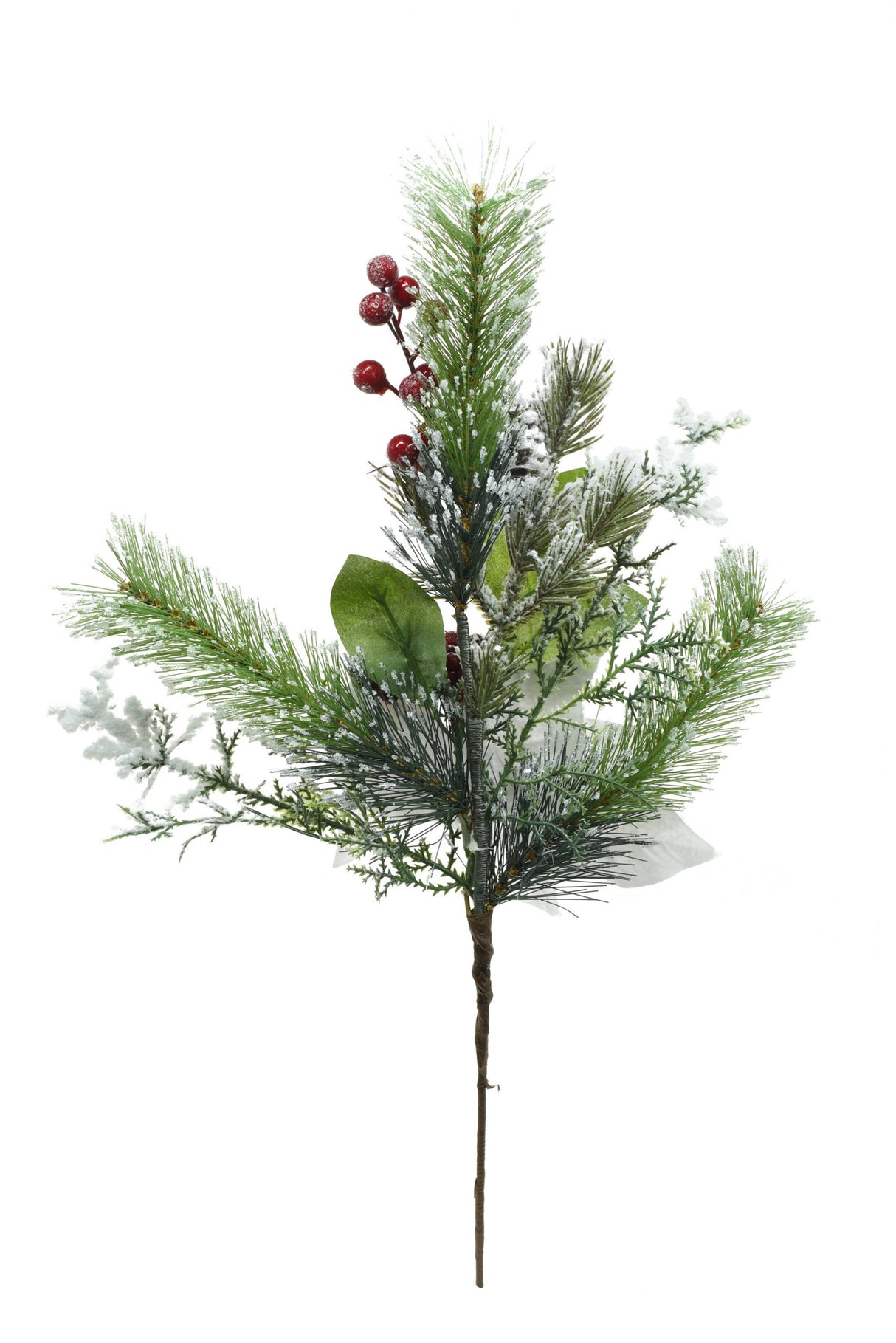 25" Green Pvc Poinsettia Spray with Red Berries