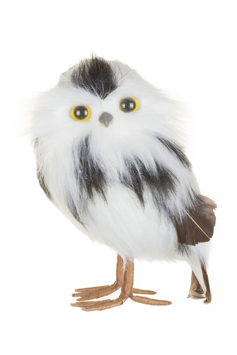6.25" White and Black Foam Snowy Owl Chick Figurine