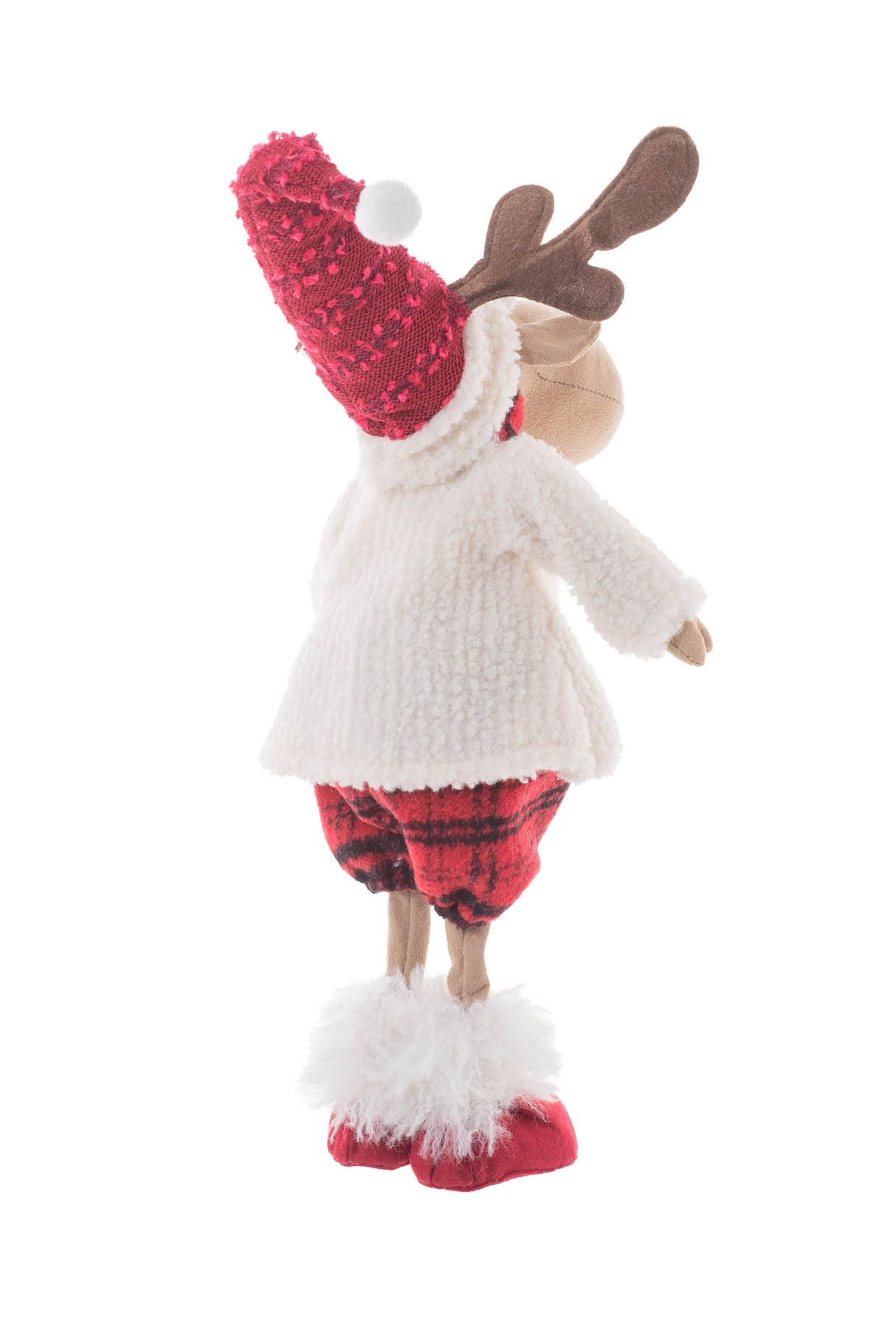 21.5" Red and White Fleece Moose Figurine