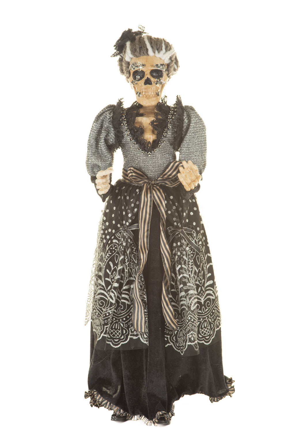 32" Black and Gray Polyester Mrs. Skeleton Figure