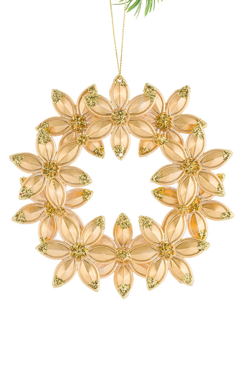 5.25" Hanging Gold Acrylic Wreath Ornament