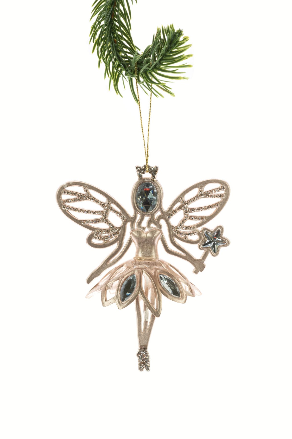 5"Hanging Rose Gold Angel Ornament with Star Wand