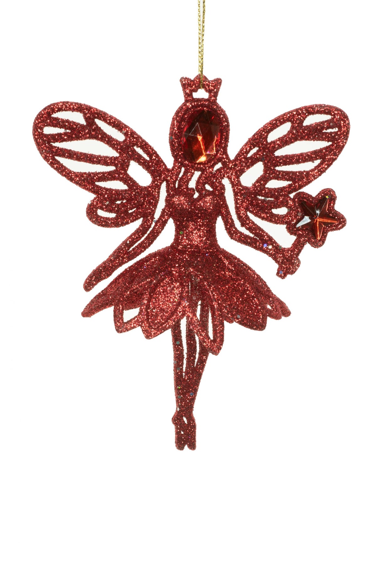 5"Hanging Red Angel Ornament with Star Wand