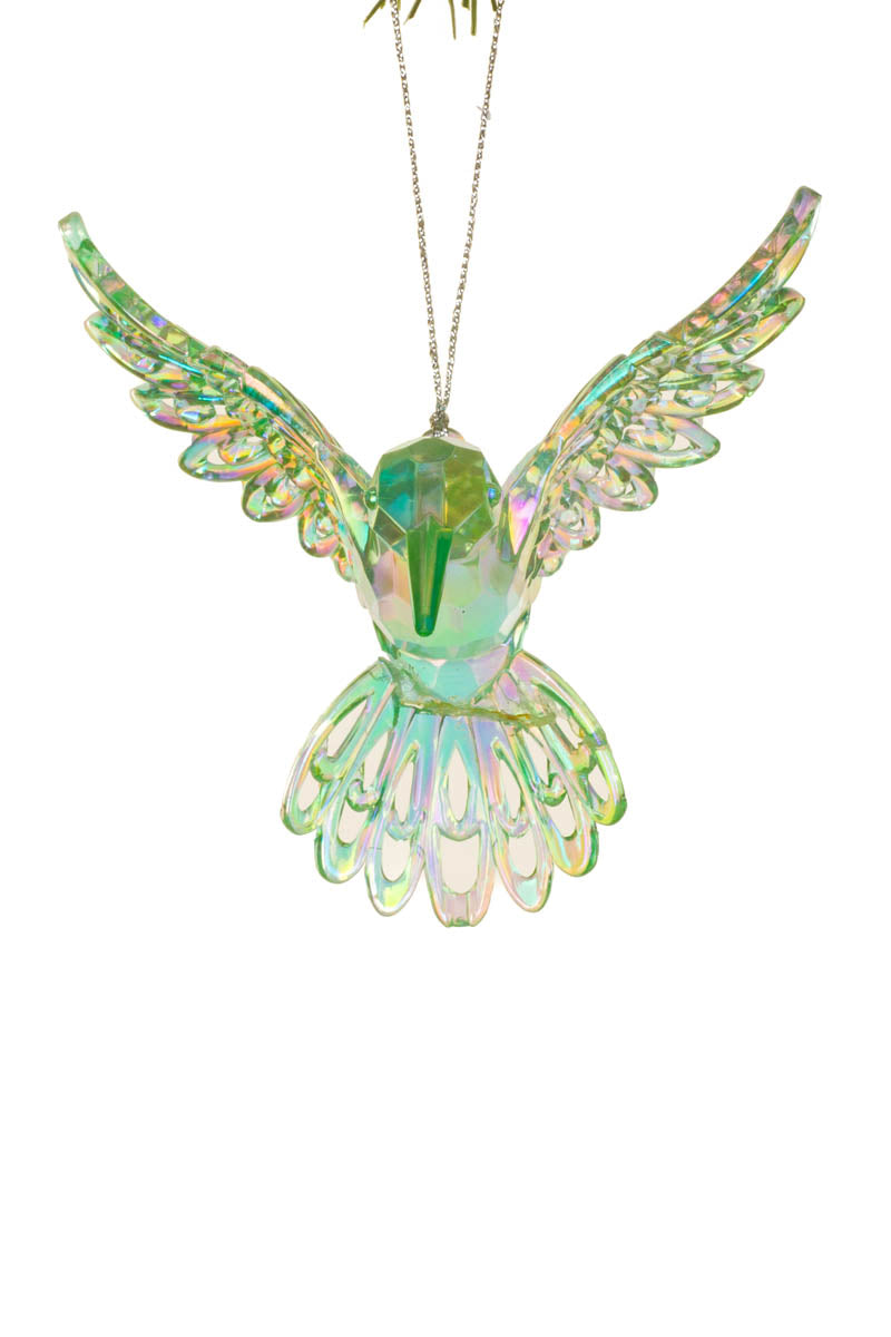 4.25" Crystalline Hanging Iridescent Glass Hummingbird Ornament