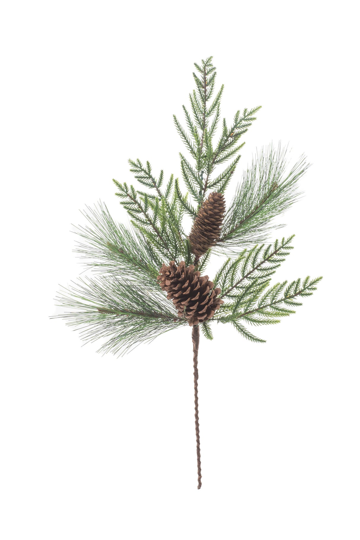 24" Green Pvc Scottish Pine Spray with Pinecones