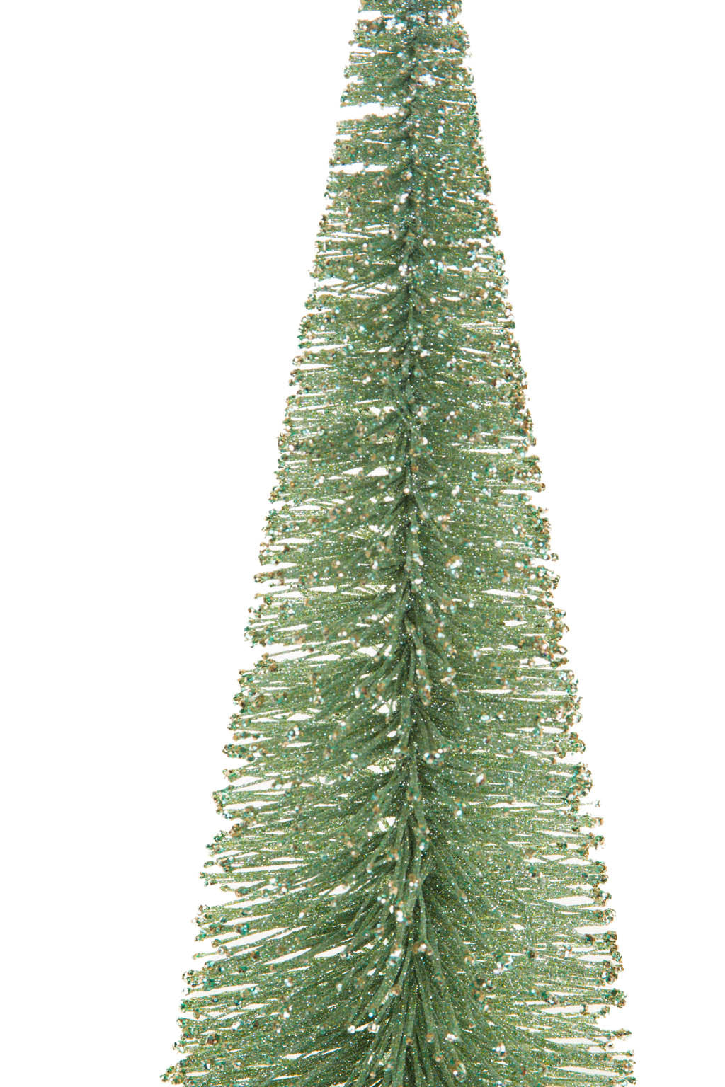 12"Green and Silver Wood Decorative Tree with Wooden Base