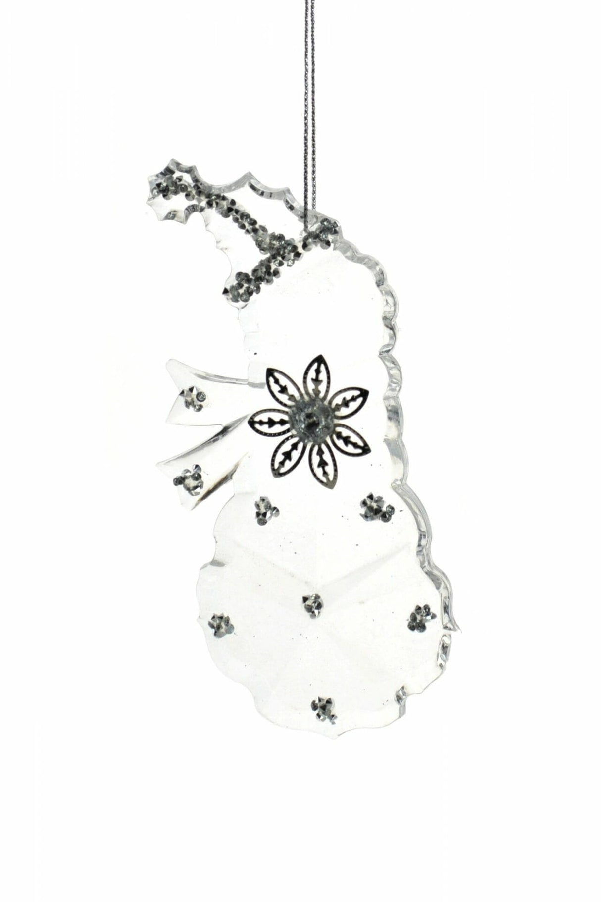 5.15" Hanging Clear Snowman Ornament with Toque