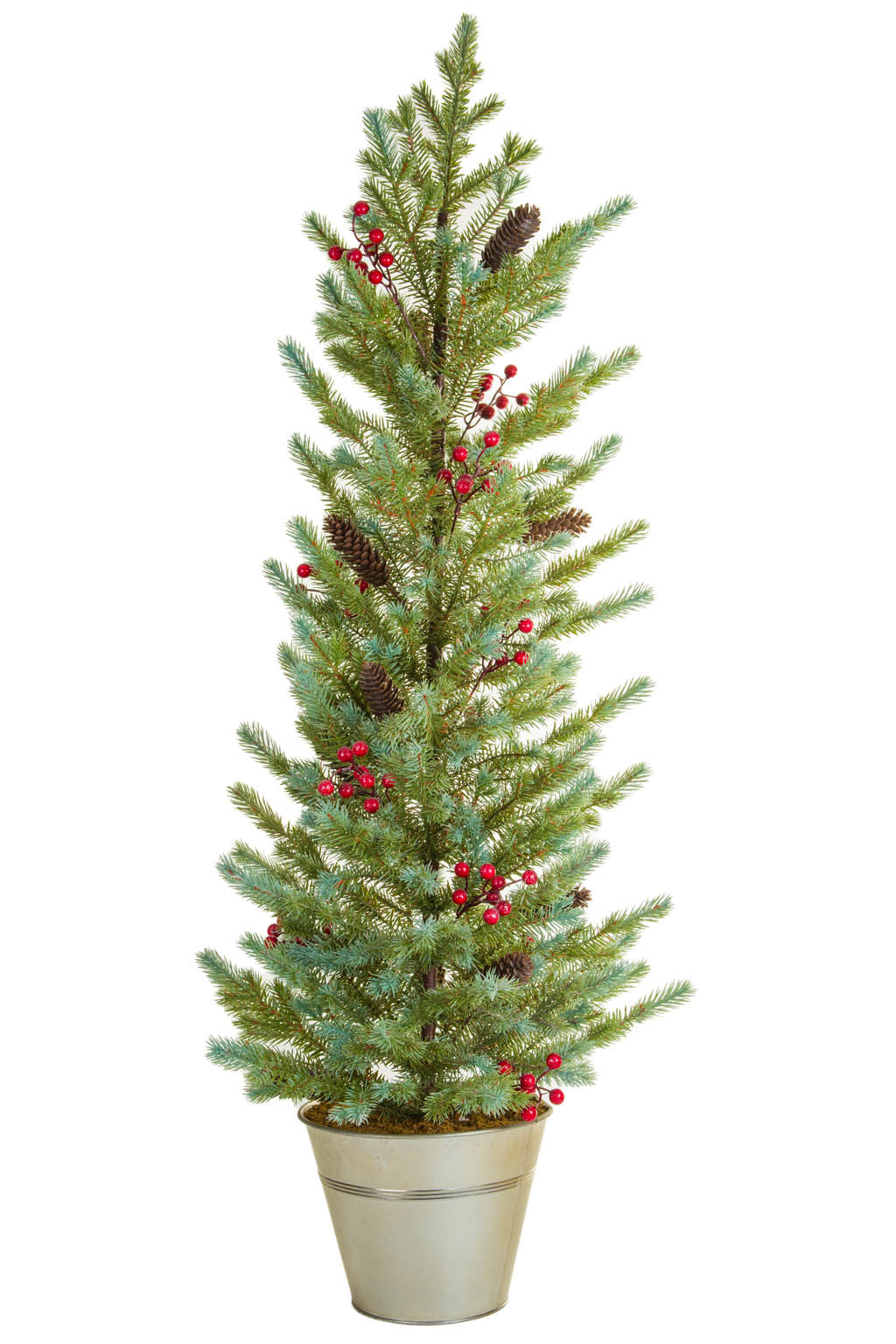 48" Green Pvc Christmas Trees with Silver Planter