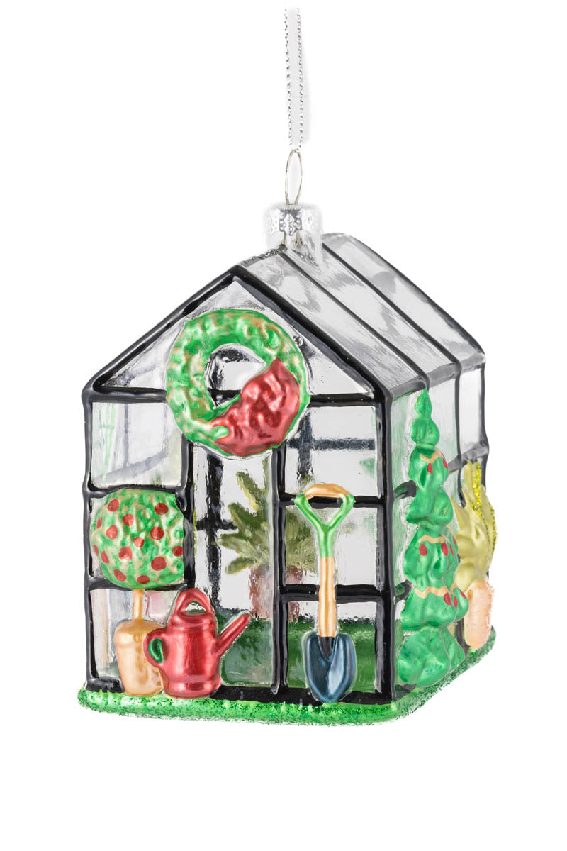 5" Hanging Gold Glass Greenhouse Ornament