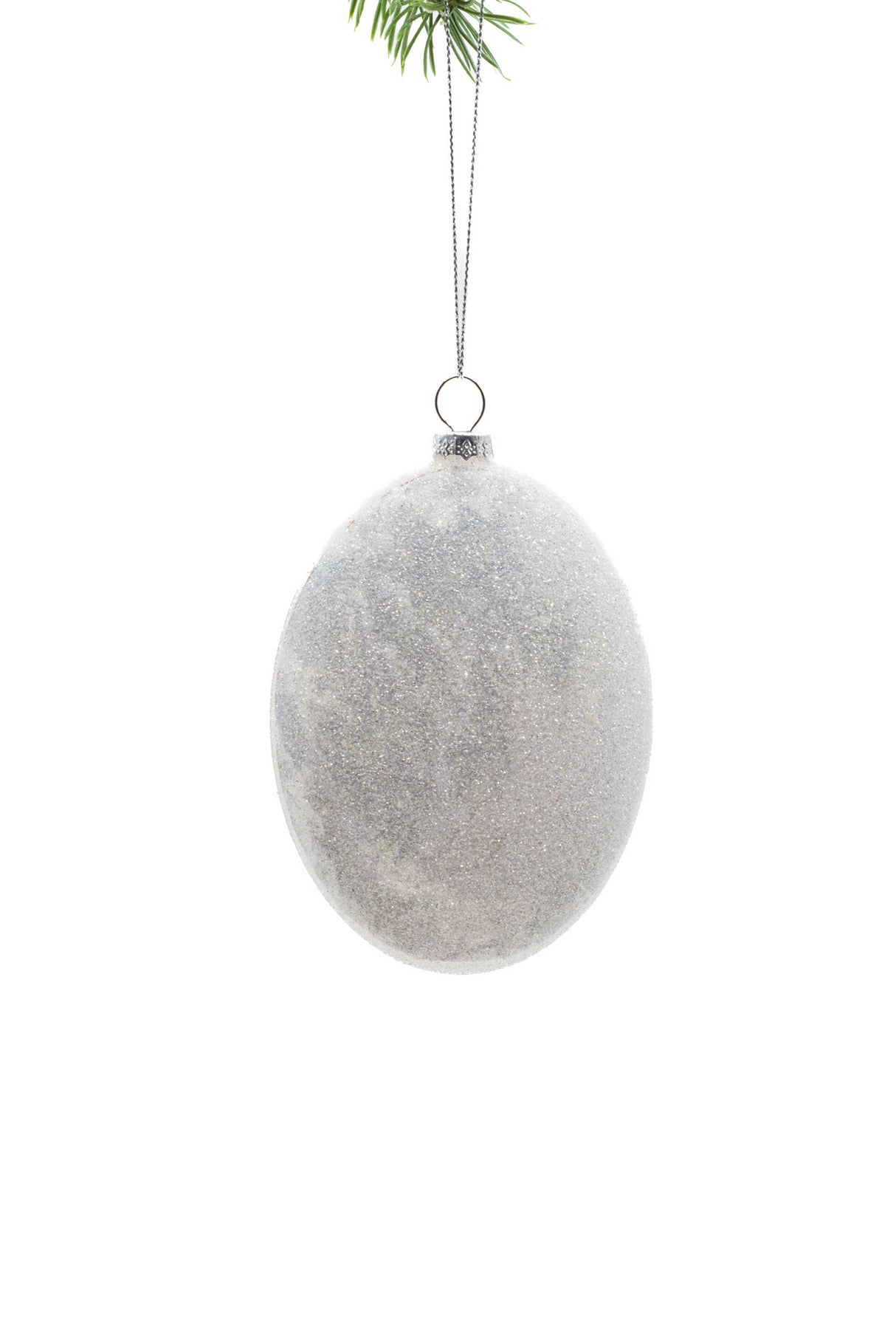 5.25" Hanging Silver Glass Printed Pendant with Snowman Print