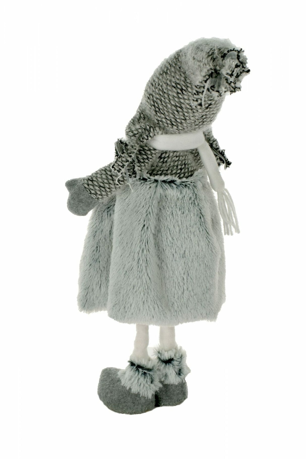 15" Gray Cloth Girl Doll with Fur Skirt