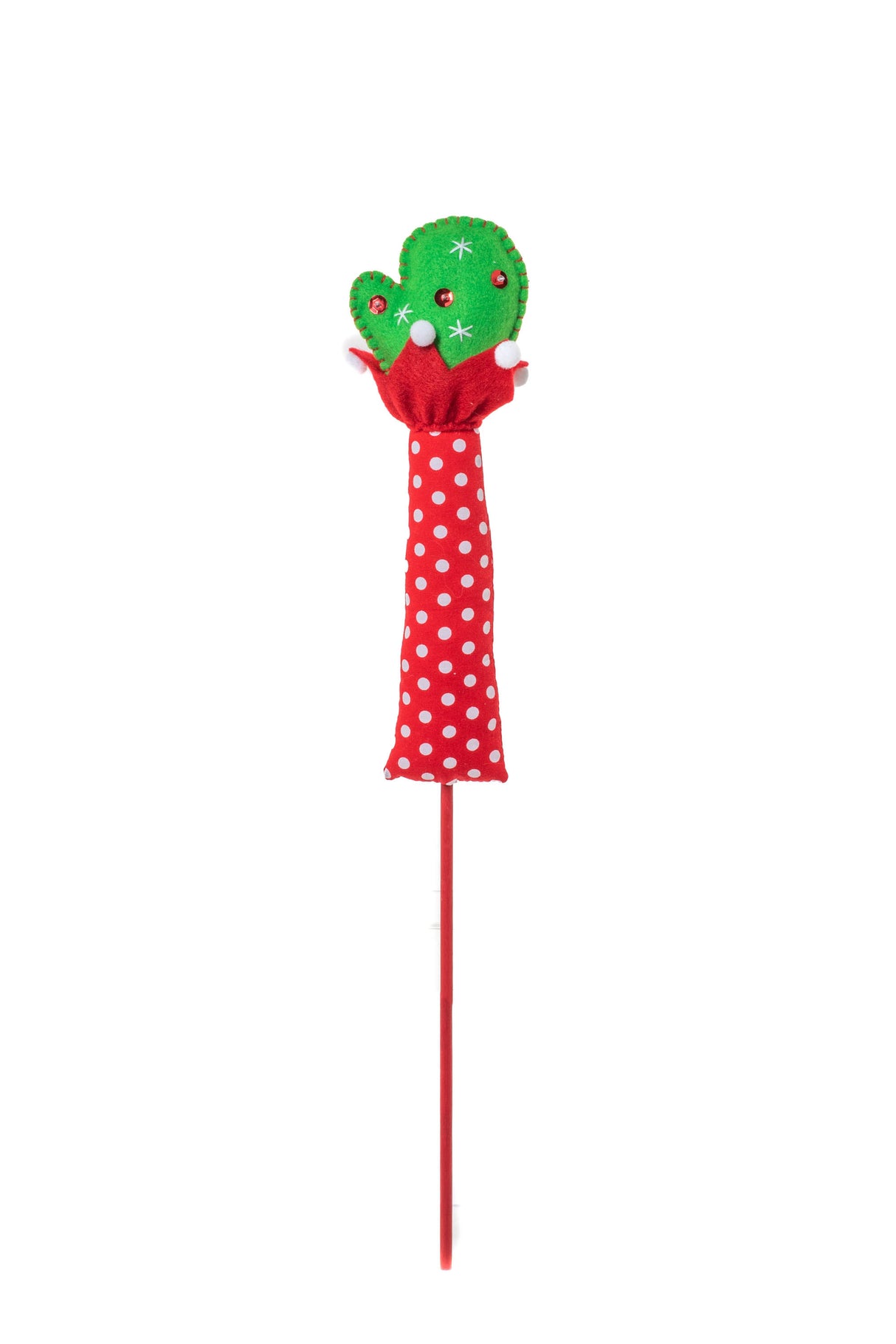 20" Dotted Red and White Cloth Elf Arm Tree Pick