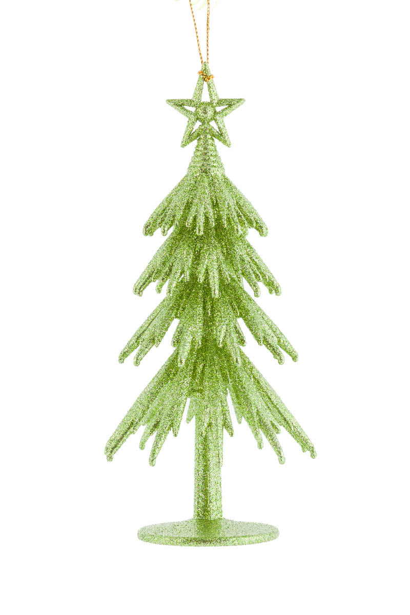 6.5"Hanging Green Acrylic Christmas Tree Ornament with Star Topper