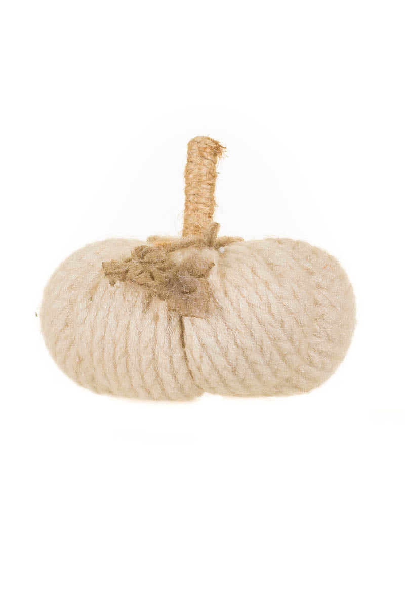 3.25" Alabaster Fabric Pumpkin Accent