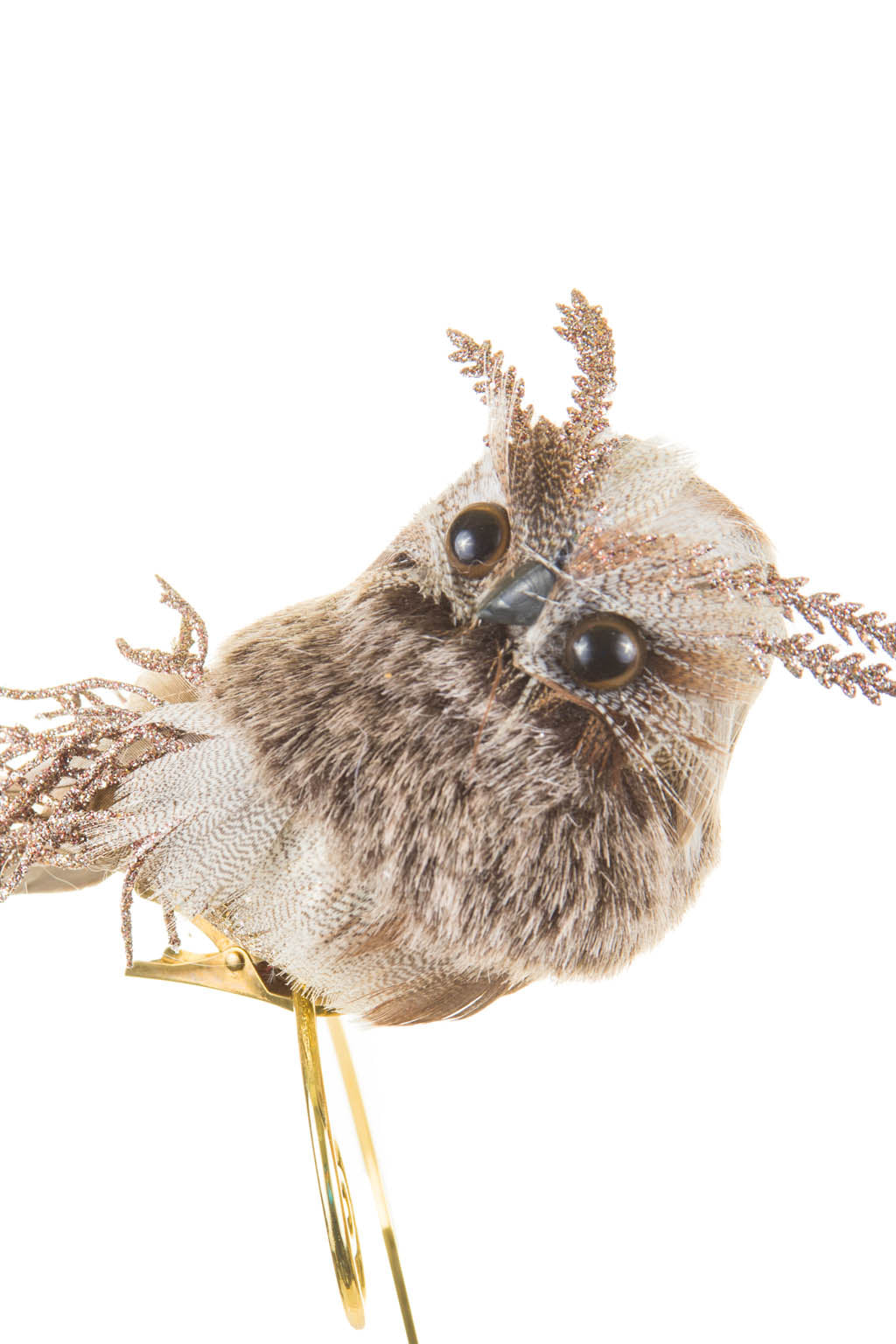 5" Clip-On Brown Foam Great Horned Owl Ornament with Twig Wings
