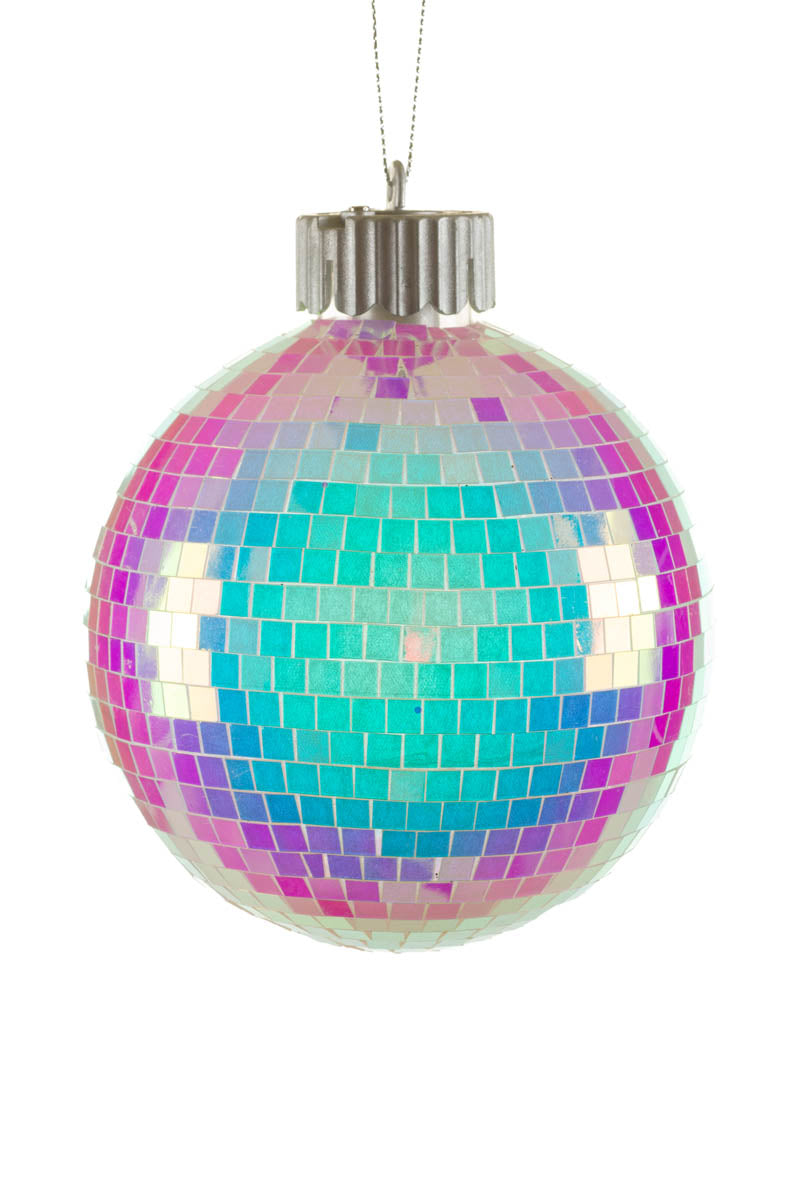 4.75" Iridescent Rainbow Plastic Disco Bulb Illuminated Ornament