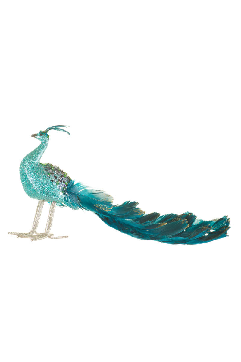 16"Blue Feathered Peacock Figurine