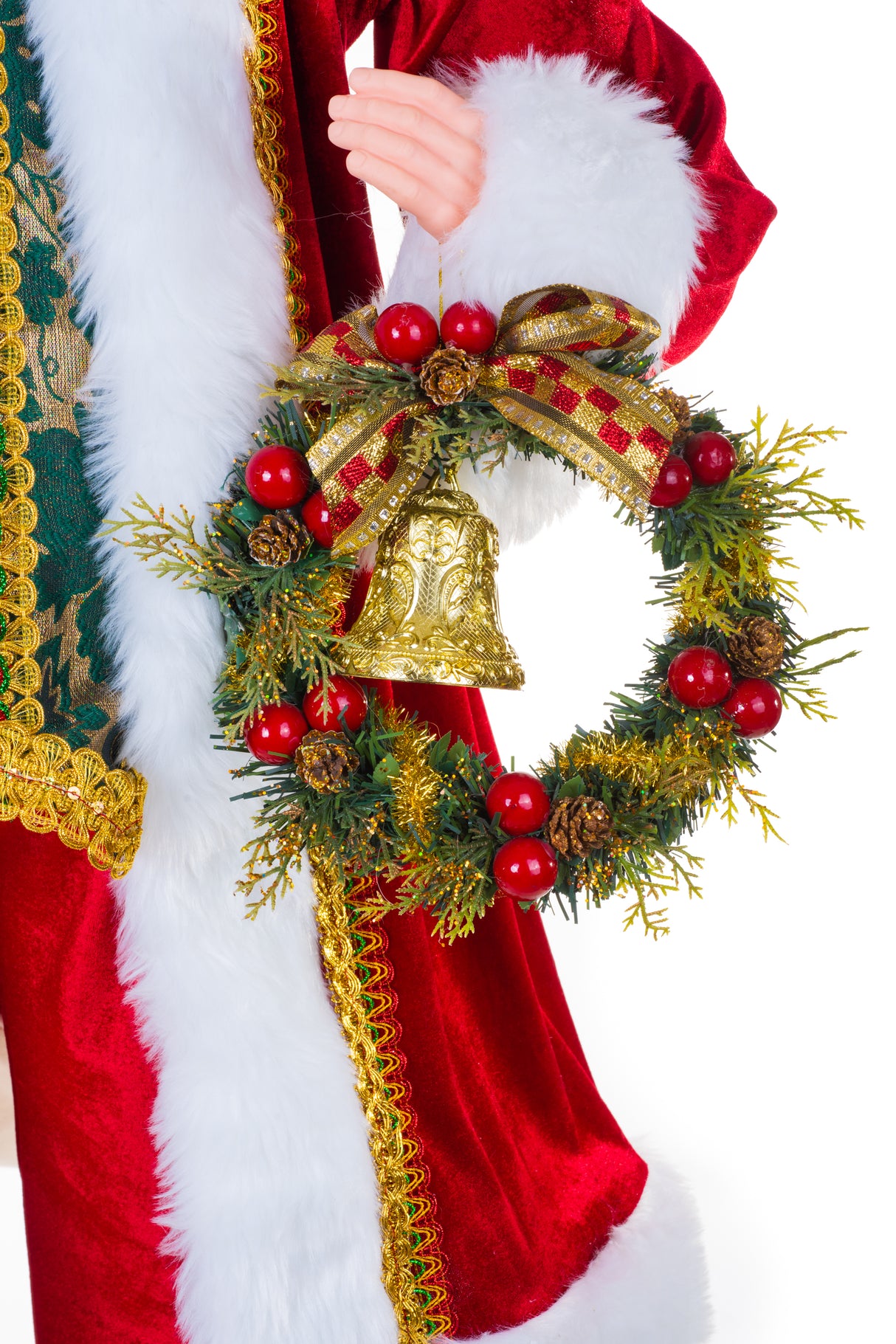 48" Velveteen Red Fabric Santa Claus Figurine with Gifts